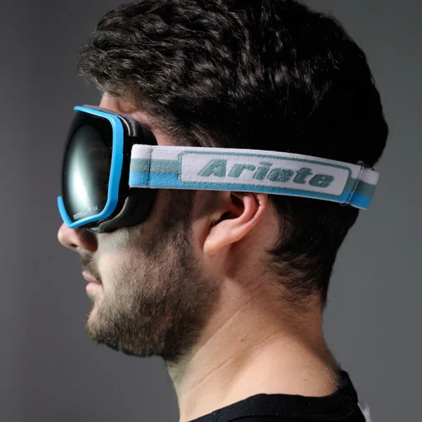 Maschera Ariete Feather Vintage Occhiali Cafè Racer Azzurro lato sinistro