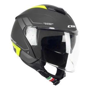 Casco Jet per Moto CGM 126G Iper City Grafite Giallo Opaco fronte