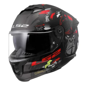 Casco Integrale Moto LS2 Stream 2 Angry Monkey Nero Rosso