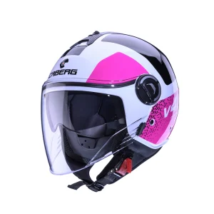 Riviera V4X Alpha Caberg casco jet Bianco Nero Fucsia